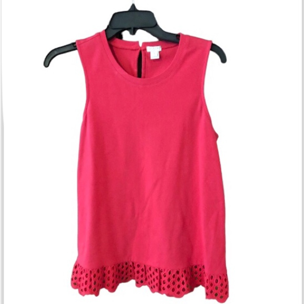 PRICE CUT NWOT J Crew raspberry pique tank top with eyelet trim, S